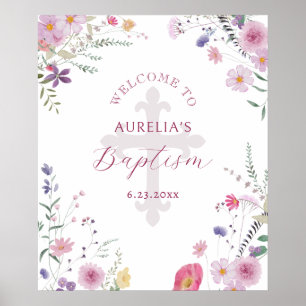 Wildblommor Baptism Välkommen Poster
