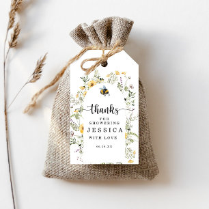 Wildblommor Bee Rustic Möhippa Favor Presentetikett
