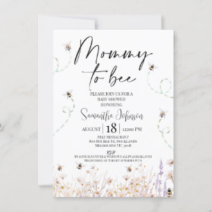 Wildblommor Bees Mamma till Bee Baby Shower Inbjudningar