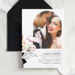 Wildblommor Black Bröllop Elegant Boho Photo Inbjudningar<br><div class="desc">Den här inbjudan till vilda blommor är perfekt för älskare. Inbjudan har en unik färg-palett med grönt,  gult,  rött,  brunt och...  svart. Med ett foto av paret och vackra,  handritade blomsteraccenter kommer denna inbjudan att bli en varaktig hjärtefråga för komen i flera år.</div>