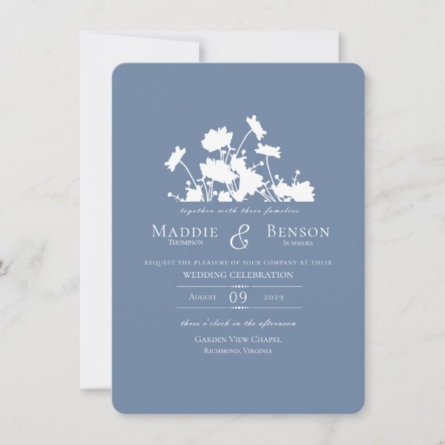 Wildblommor Bläck CornblommBlue Inbjudningar (Framsida)