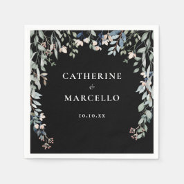 Wildblommor Blommigt Cascade Black and White Bröll Pappersservett