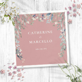 Wildblommor Blommigt Cascade Dusty Ro Rosa Bröllop Pappersservett