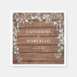 Wildblommor Blommigt Cascade Rustic Wood Bröllop Pappersservett