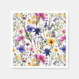 Wildblommor Blommigt Flowers Watercolor Pappersservett