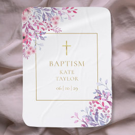Wildblommor Blommigt Guld Baptism Christening Bebisfilt