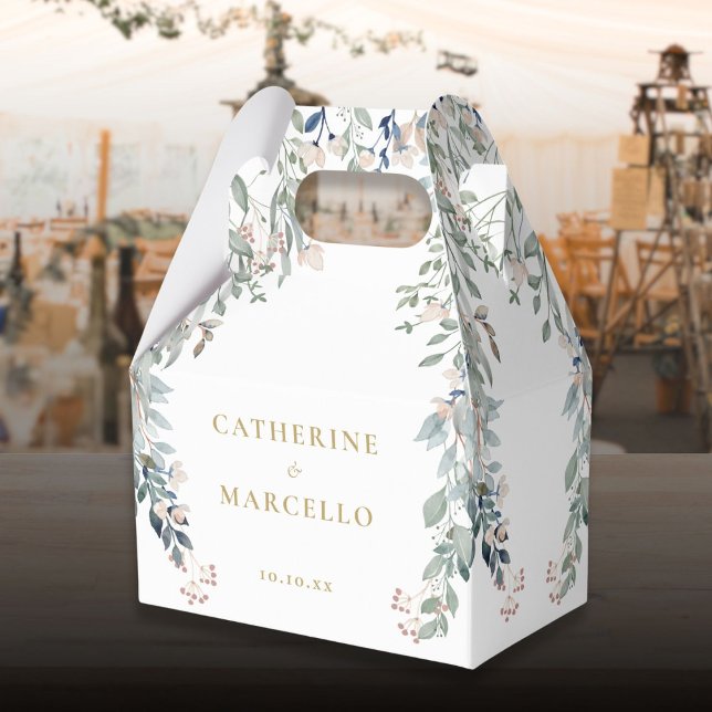 Wildblommor Blommigt Guld Bröllop Presentaskar (Wildflowers Floral Gold Wedding Favor Boxes)