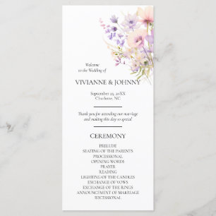 Wildblommor Blommigt Lavender Lila Violet Ceremony Program