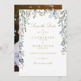 Wildblommor Blommigt Photo Guld Bröllop Spara Datumet