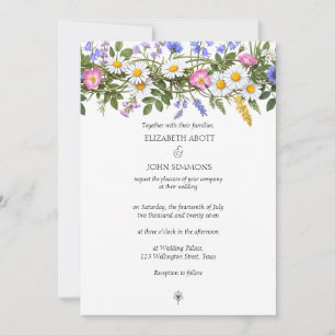 Wildblommor Blommigt Watercolor Anpassningsbar Pho Inbjudningar
