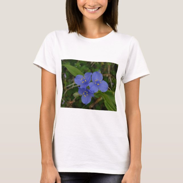 Wildblommor Blue Spiderwort Hett Vår AR Gifts Tee Shirt (Framsida)