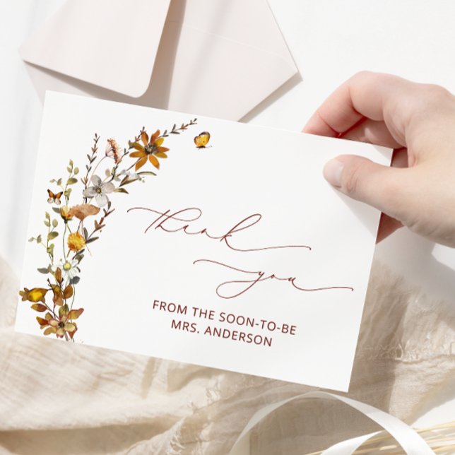 Wildblommor Boho Blommigt Möhippa Tack Kort (Skapare uppladdad)