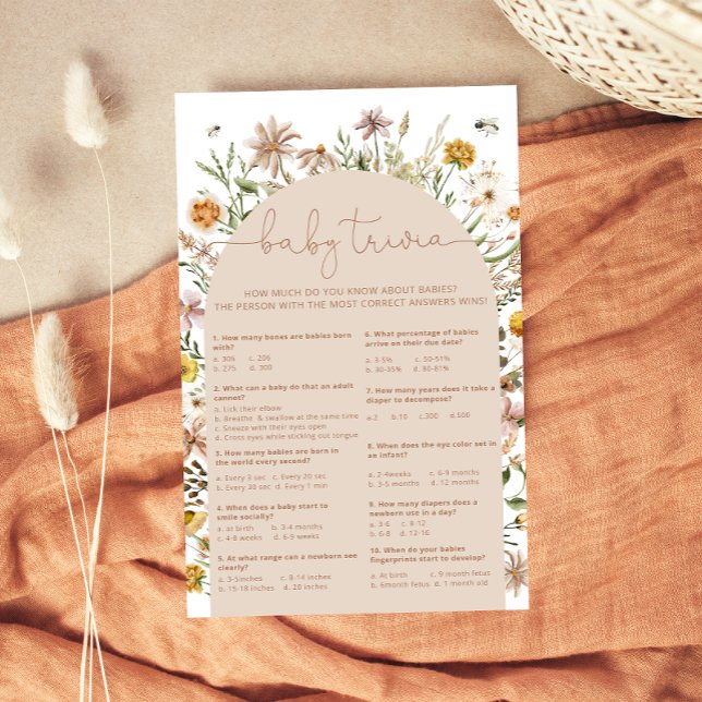 Wildblommor Boho Bohemian Baby Trivia Game (Skapare uppladdad)