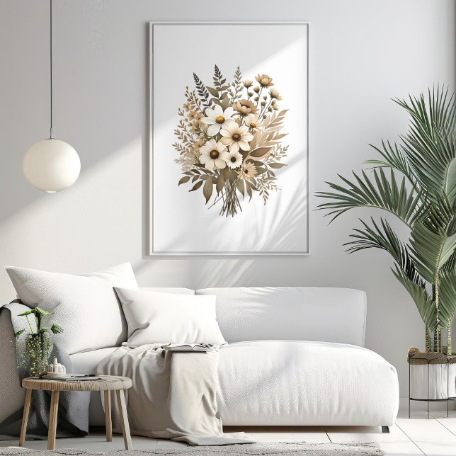 Wildblommor Boho Botanical Watercolor Art Skriv ut Poster (Wildflowers Boho Botanical Watercolor Art Print Mockup 1)