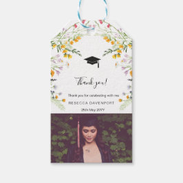 Wildblommor boho Studenten Tack för fotot Presentetikett