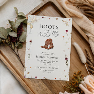 Wildblommor Boots & Bubly Western Möhippa Inbjudningar