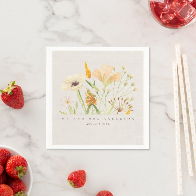 Wildblommor Botanical Garden Wedding Napkins Pappersservett (Insitu)
