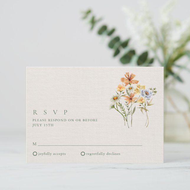 Wildblommor Botanical Garden Wedding OSA Kort (Stående Fram)