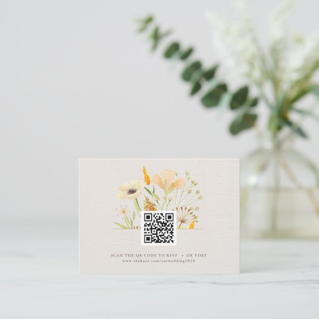 Wildblommor Botanical Garden Wedding QR-kod Tilläggskort (Stående Fram)