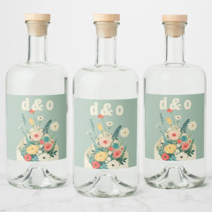 Wildblommor Botanical Garden Wedding Spritflaskor Etikett