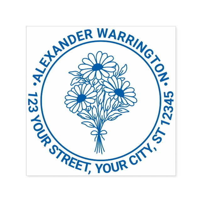 Wildblommor Bouquet #2 Namn Returadress Självfärgande Stämpel (Design)