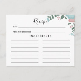 Wildblommor Bröllop ,Boho Blommigt Recept Card Vykort