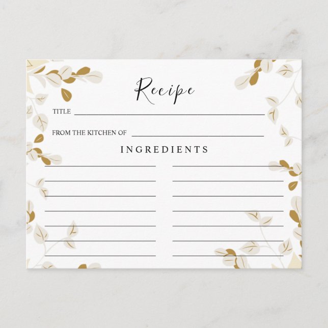 Wildblommor Bröllop ,Boho Blommigt Recept Card Vykort (Framsida)