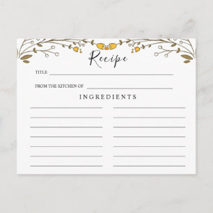 Wildblommor Bröllop ,Boho Blommigt Recept Card Vykort