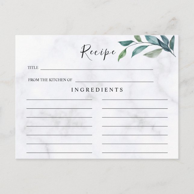 Wildblommor Bröllop ,boho Recept Card Vykort (Framsida)