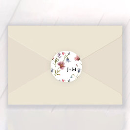 Wildblommor Bröllop Classic Round Sticker Runt Klistermärke