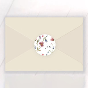 Wildblommor Bröllop Classic Round Sticker Runt Klistermärke