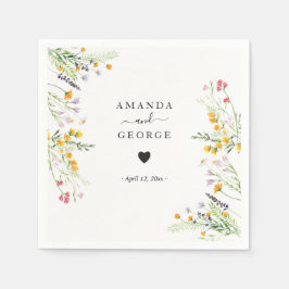 Wildblommor Bröllop cocktails Pappersservett