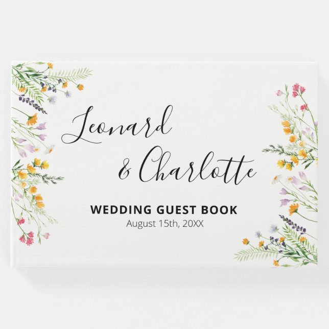 Wildblommor Bröllop Guests Bok keepsaké (Framsida)