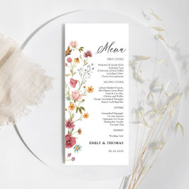 Wildblommor Bröllop Menu Meny