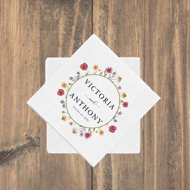 Wildblommor Bröllop Napkins Pappersservett (Skapare uppladdad)