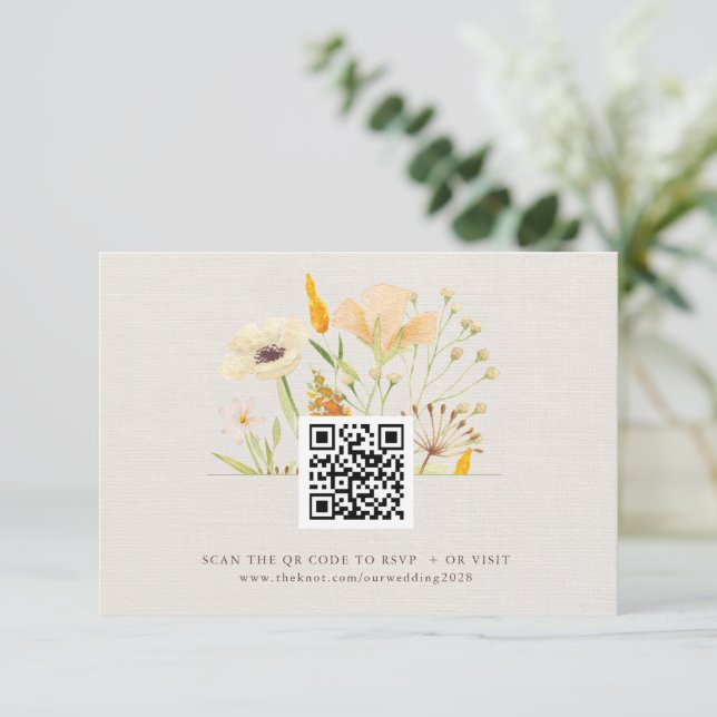 Wildblommor Bröllop OSA QR-kod Tilläggskort (Stående Fram)
