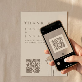 Wildblommor Bröllop tackkort med QR-kod Inbjudningar