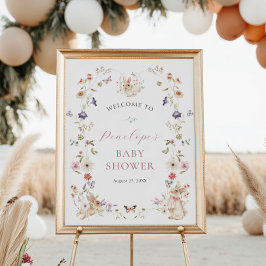 Wildblommor & Bunnies Baby Shower Poster