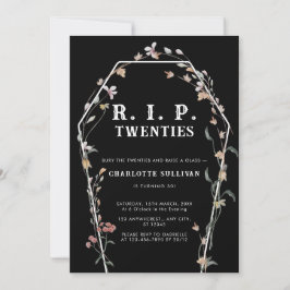 Wildblommor Bury Rip 20s Black 30års födelsedag Inbjudningar