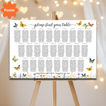 Wildblommor Butterflies 27 Bord Bröllop Seating