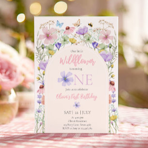 Wildblommor Butterflies Blommigt Boho Girl Birthda Inbjudningar