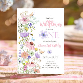 Wildblommor Butterflies Blommigt Boho Girl Birthda Inbjudningar