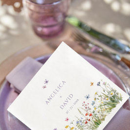 Wildblommor Butterflies Bröllop Napkin Pappersservett