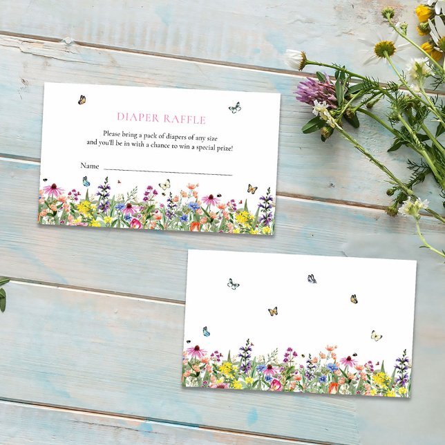 Wildblommor Butterflies Diaper Raffle Baby Shower Tilläggskort (Skapare uppladdad)