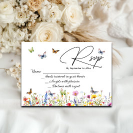 Wildblommor Butterflies Elegant bröllop OSA kort