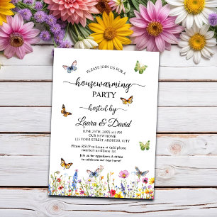 Wildblommor Butterflies Elegant HouseuppvärmParty Inbjudningar