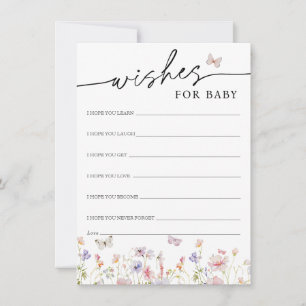 Wildblommor Butterflies Önskemål för Baby Card Inbjudningar