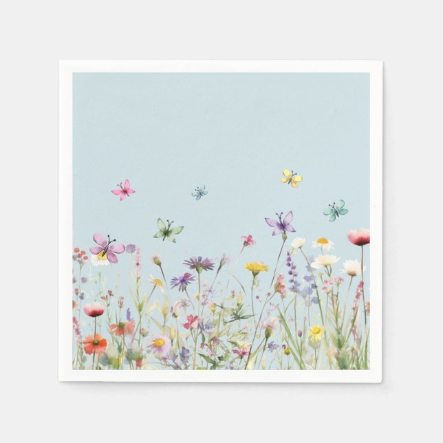 Wildblommor Butterflies Pappersservett (Framsidan)