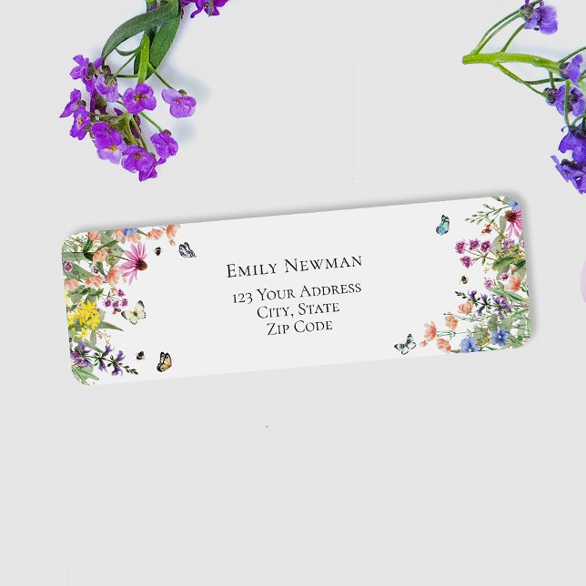 Wildblommor & Butterflies Returadress Etikett (Skapare uppladdad)