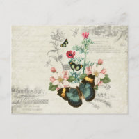 Wildblommor Butterflies Vintage Ephemera